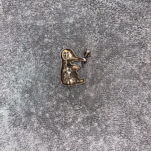 Vintage Silver Elephant Holding Flower Pin